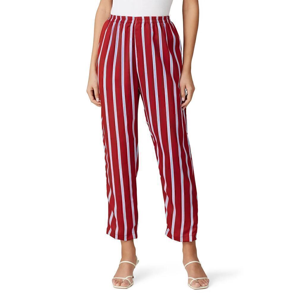 Sweet Baby Jamie Pants Satin Pull On Straight Leg Red Blue Striped Size L